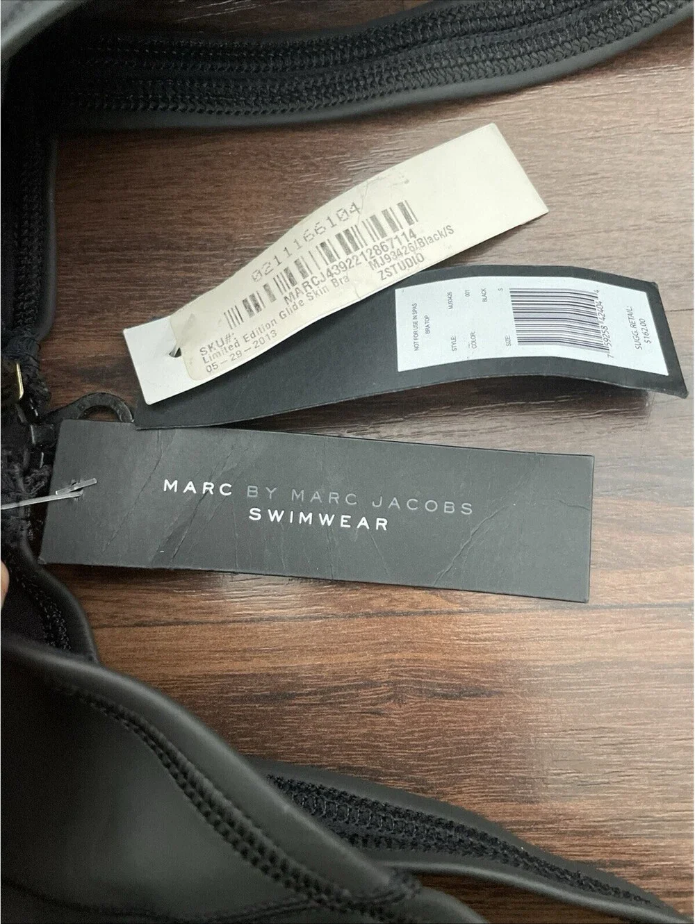 NWT Marc By Marc Jacobs Neoprene Scuba Black Longline Bikini Top Size Small